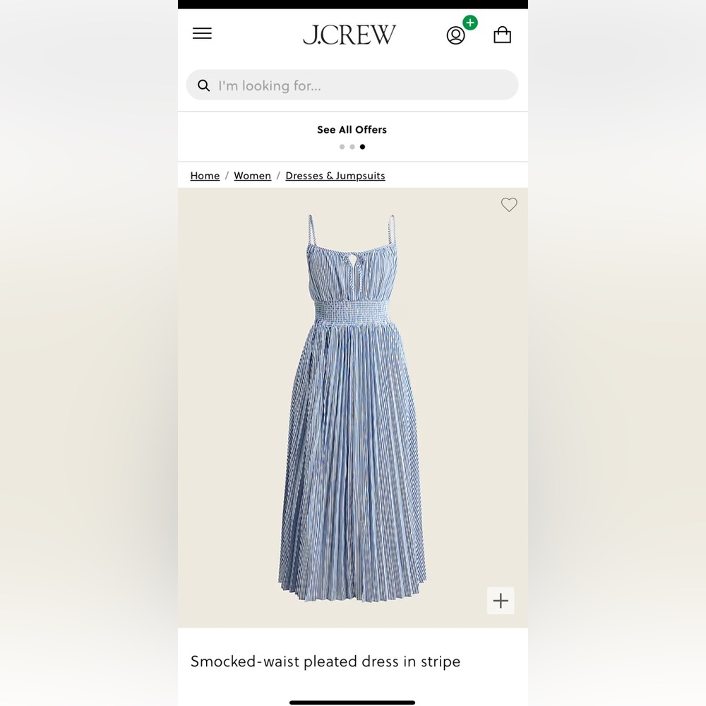 Jcrew smocked-waist pleated spaghetti strap midi dress. Size 2.
